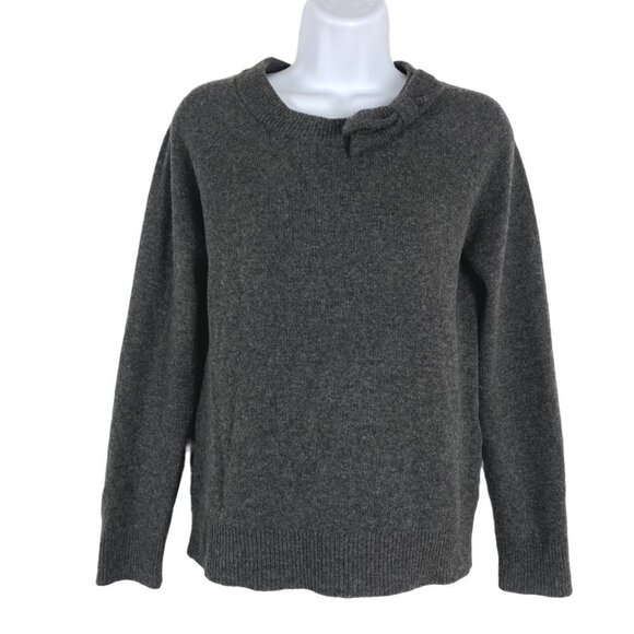 Kate Spade Sweater Bow Wool Gray Black Sheep Leather Elbow Patch Women's XS - Picture 3 of 8